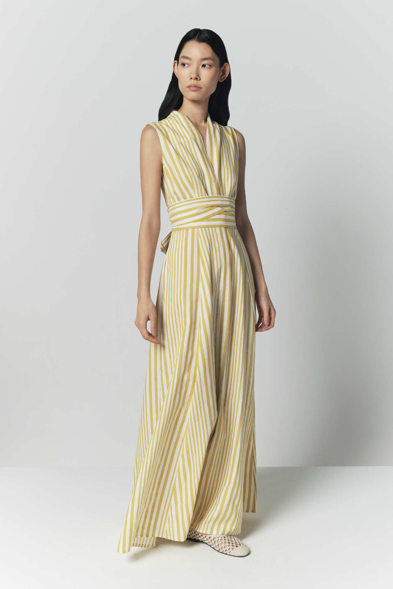 yellow striped maxi dress English Factory