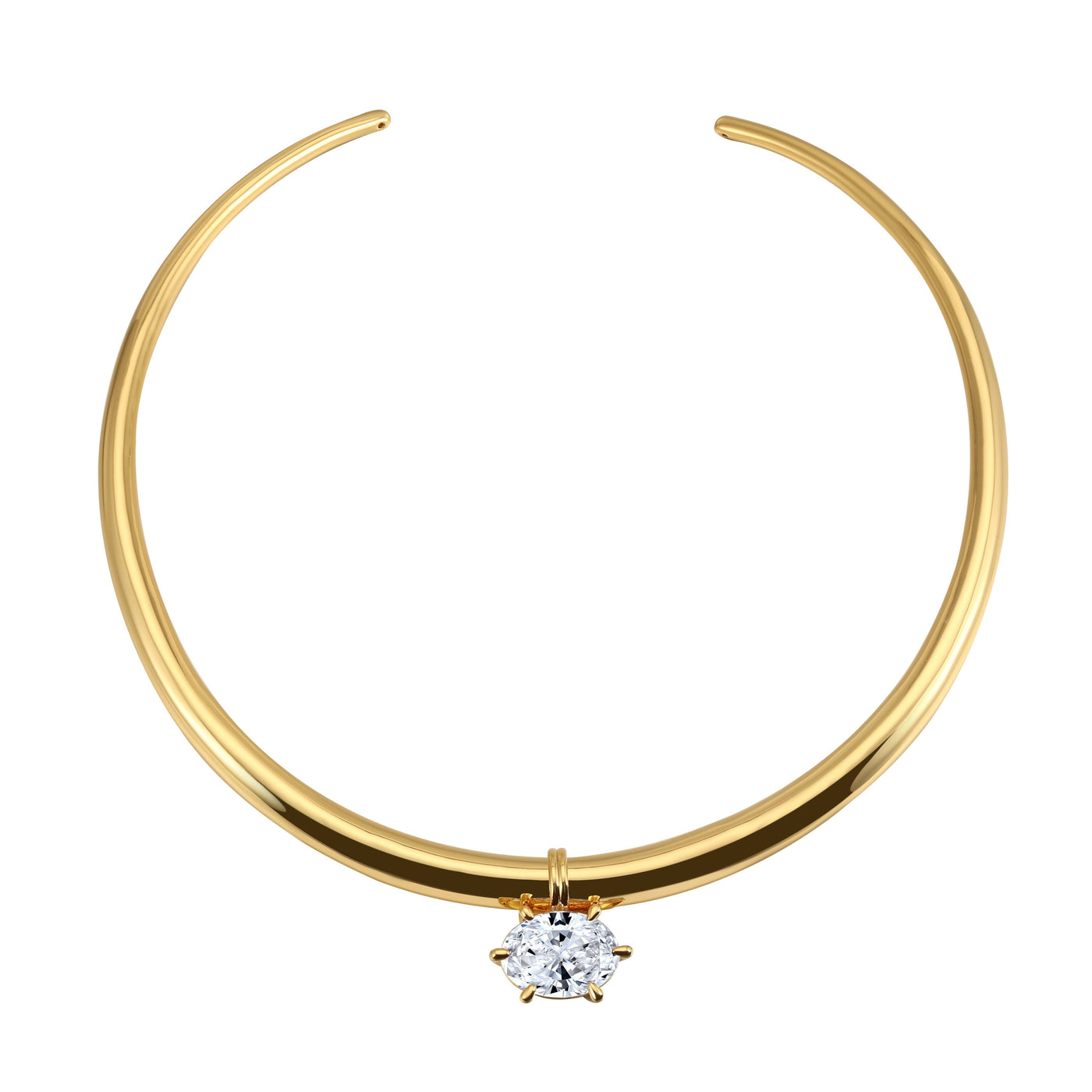 Solis Necklace | Sculptural Gold Collar With Crystal Drop