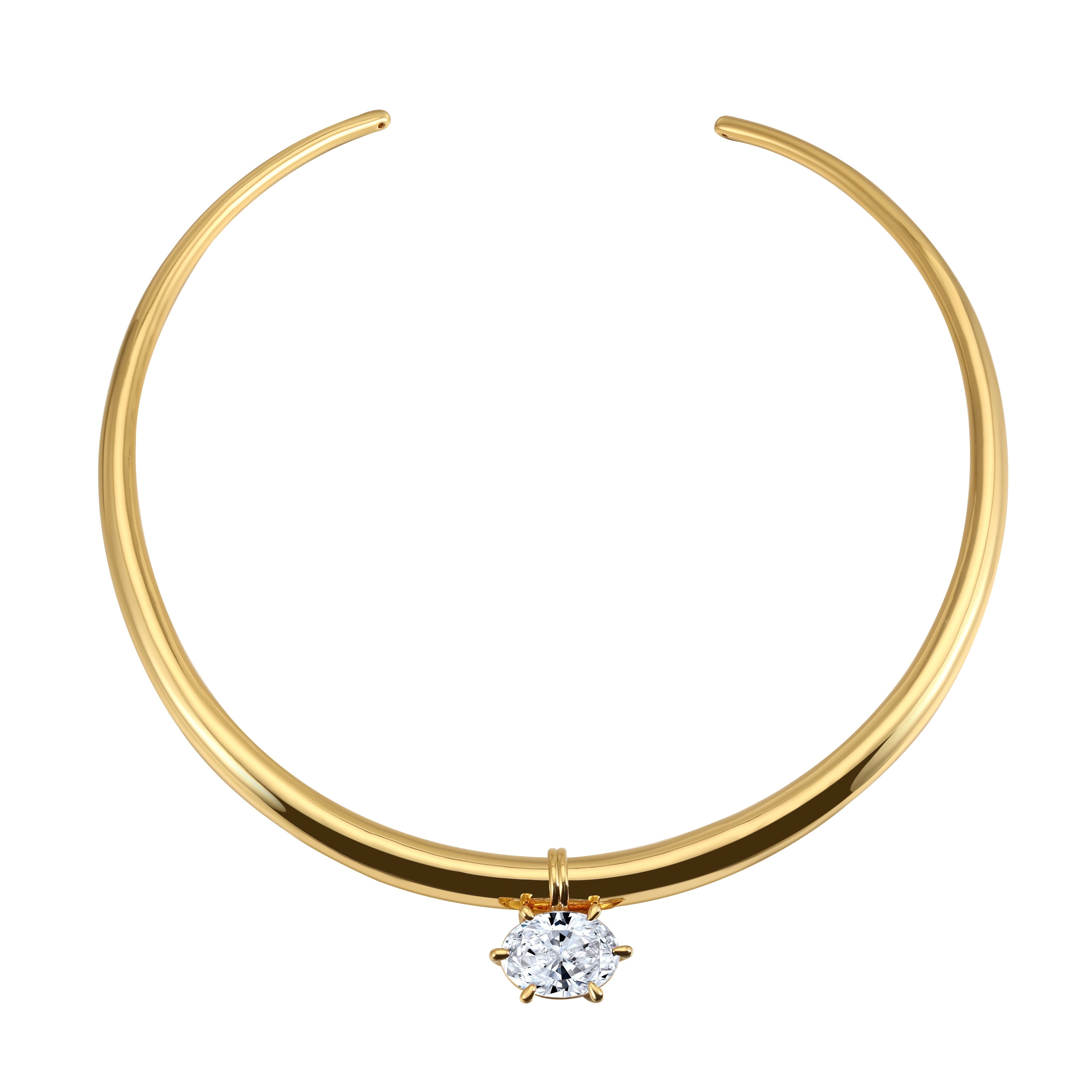 Solis Necklace | Sculptural Gold Collar With Crystal Drop - PRE-ORDER