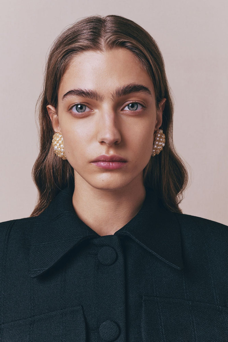 Gold and White Pearl Earrings