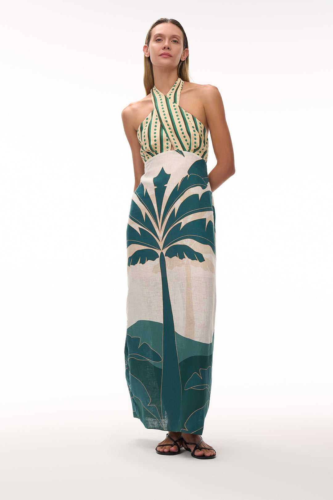 costa del sol midi dress Costa Del Sol. Halterneck Cotton Dress ELF