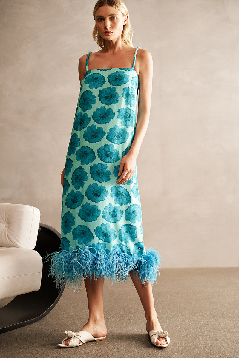 Midi Dress With Feathers