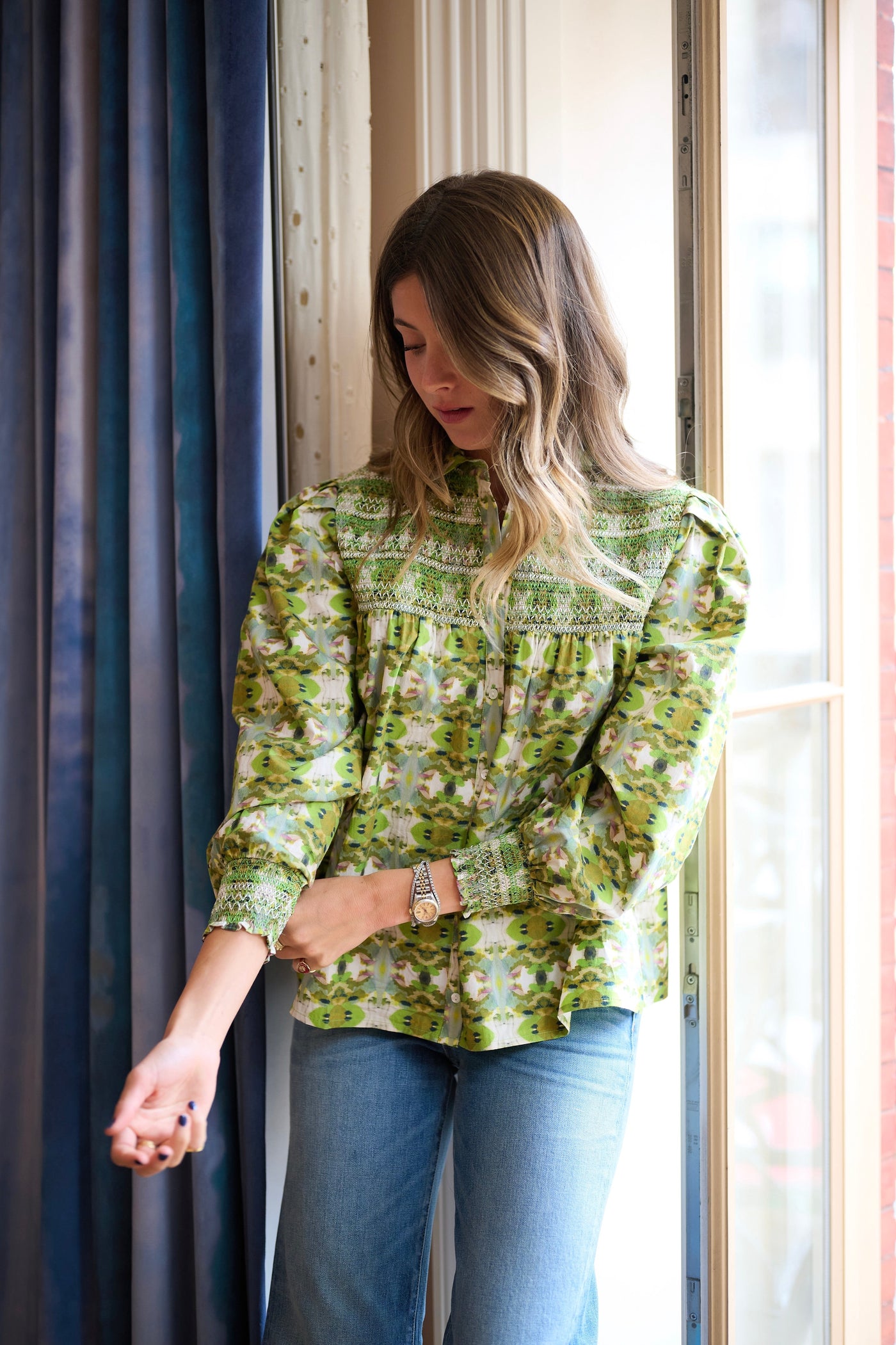 Penelope Smocked Blouse - Camo