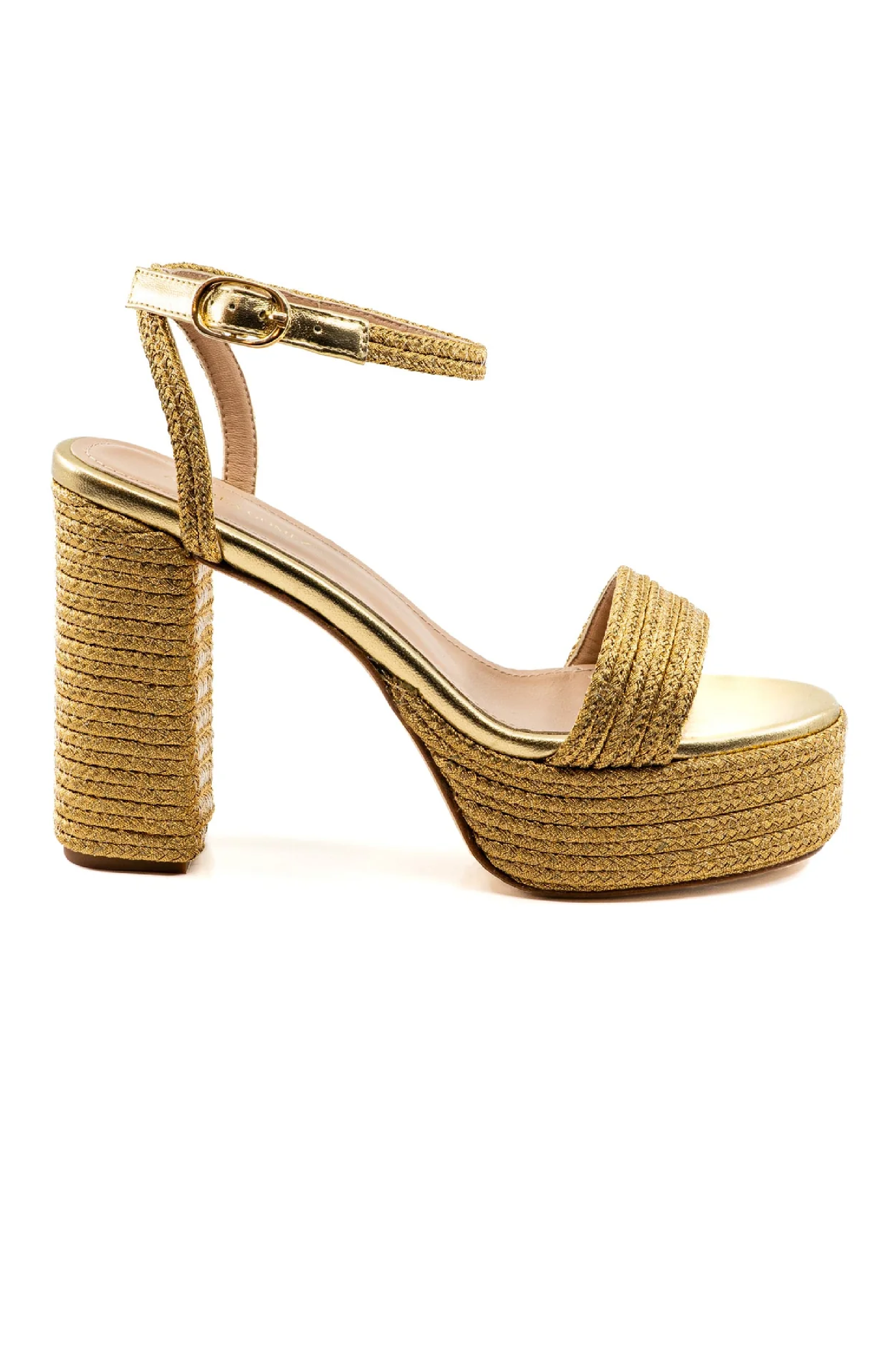 Becka Gold Raffia Platform