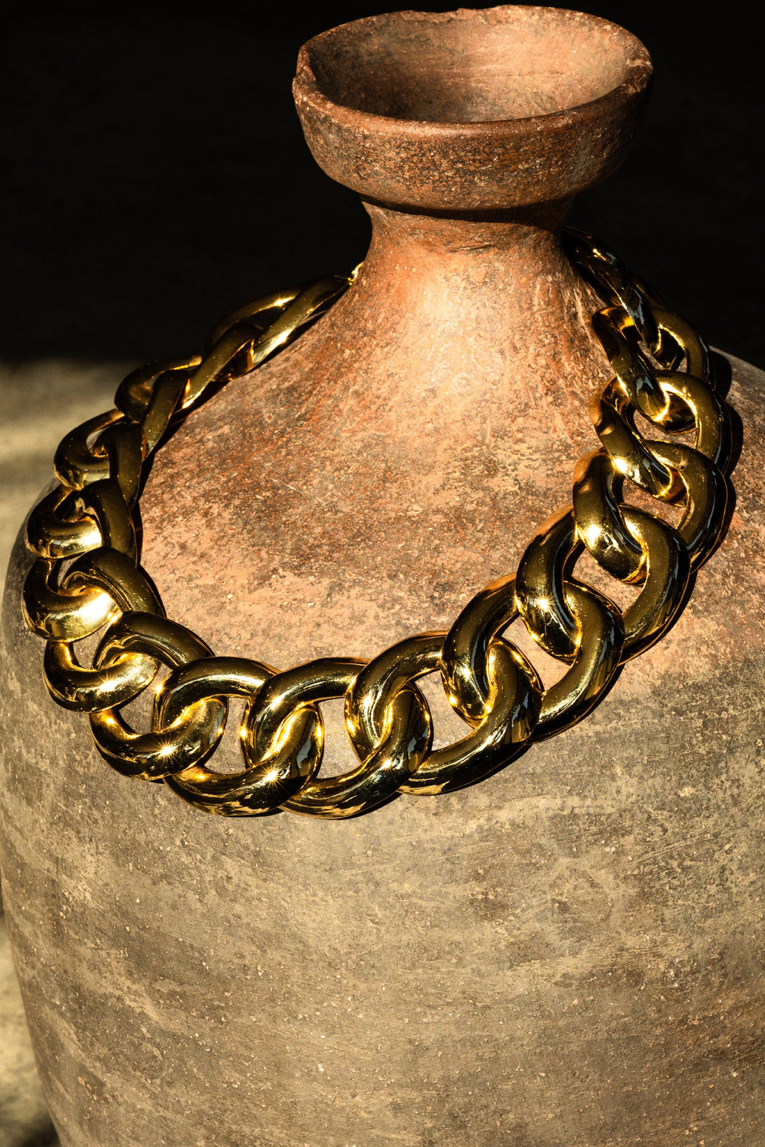 【 】Sculpted Links Necklace 18K Y ALT LONG & SHORT 18 INCH OVAL LINK CHAIN - Raffi