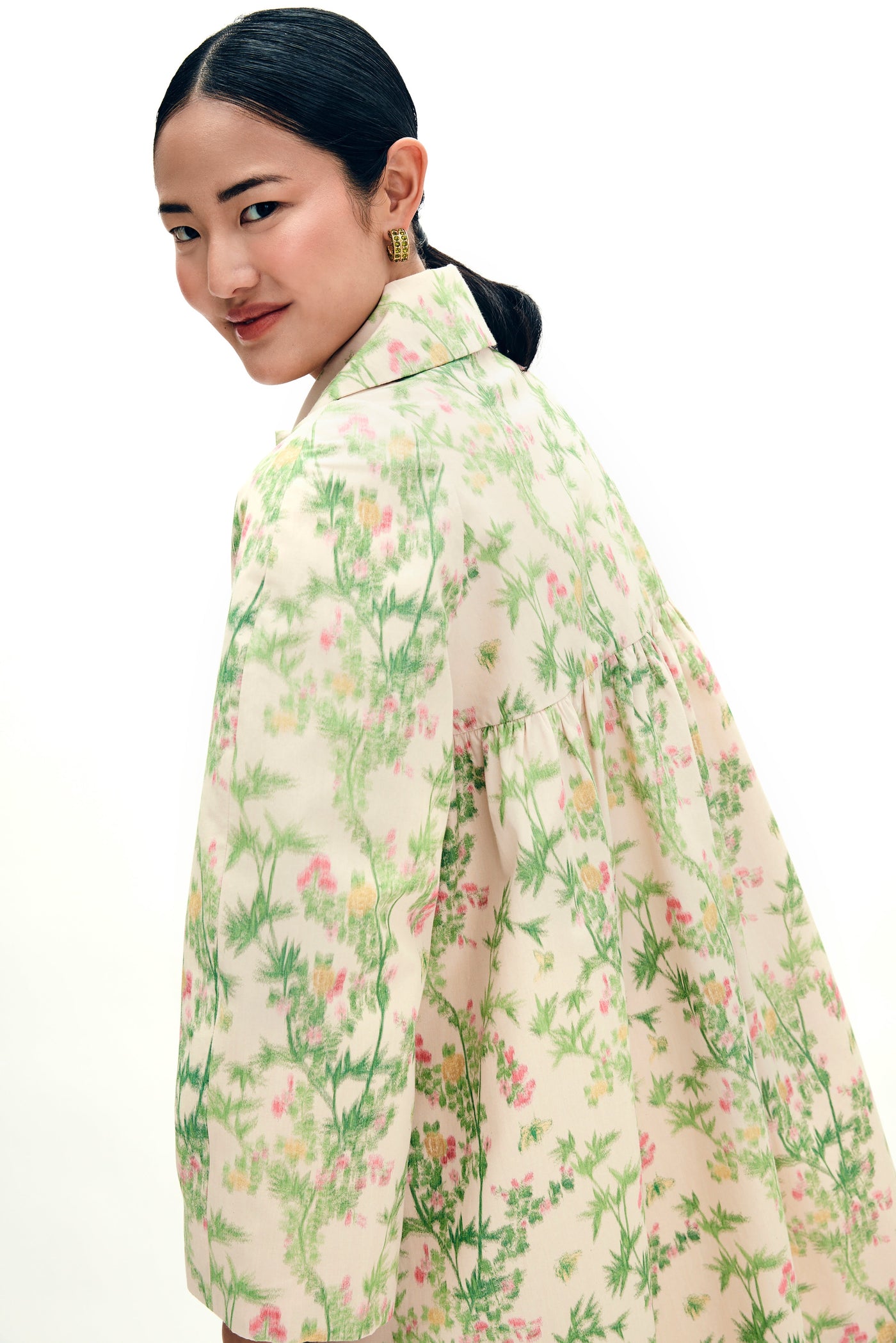 Mae X Scalamandre Goldie Coat in Jardin De Chine