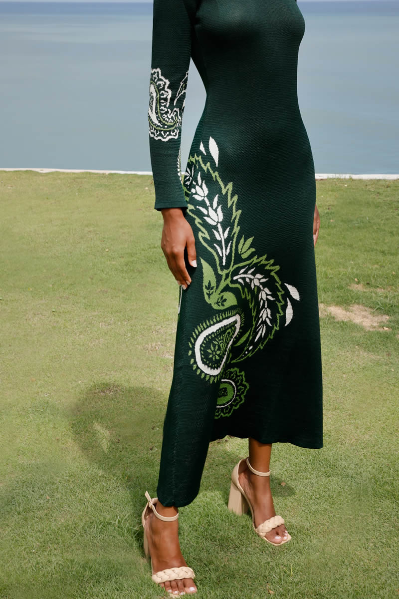 Jardín Eterno Dress Dark Green/Light Green/Ivory