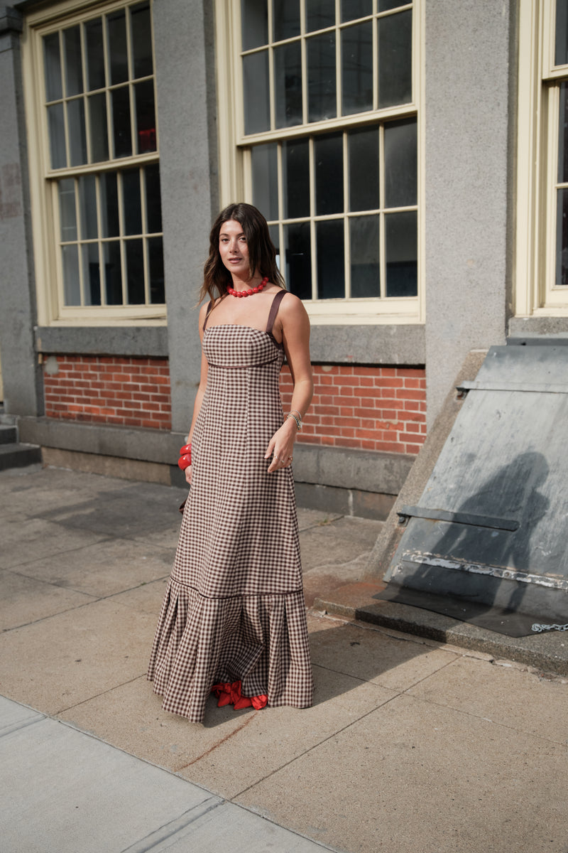 MARGARET GINGHAM TIE BACK GOWN