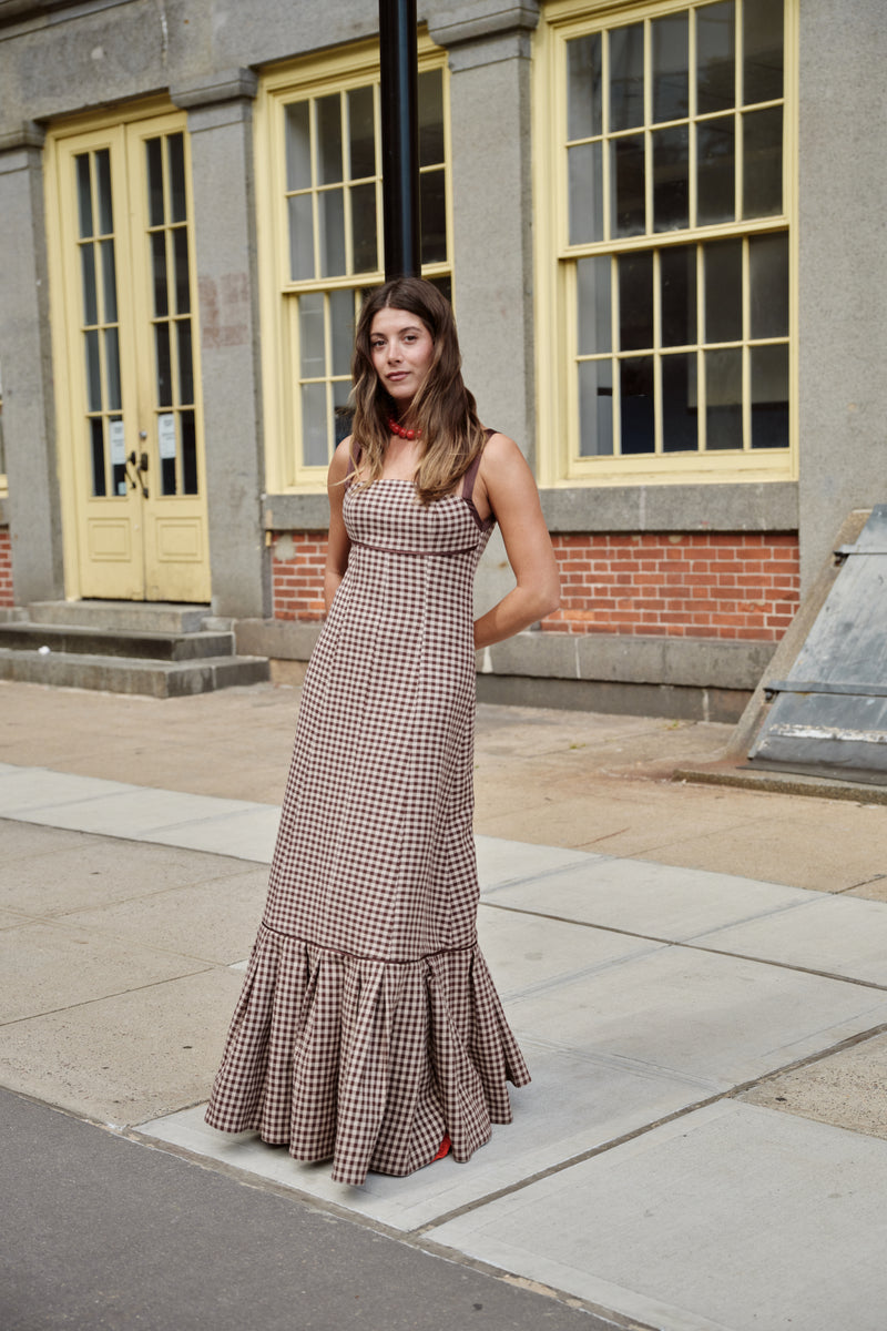 MARGARET GINGHAM TIE BACK GOWN