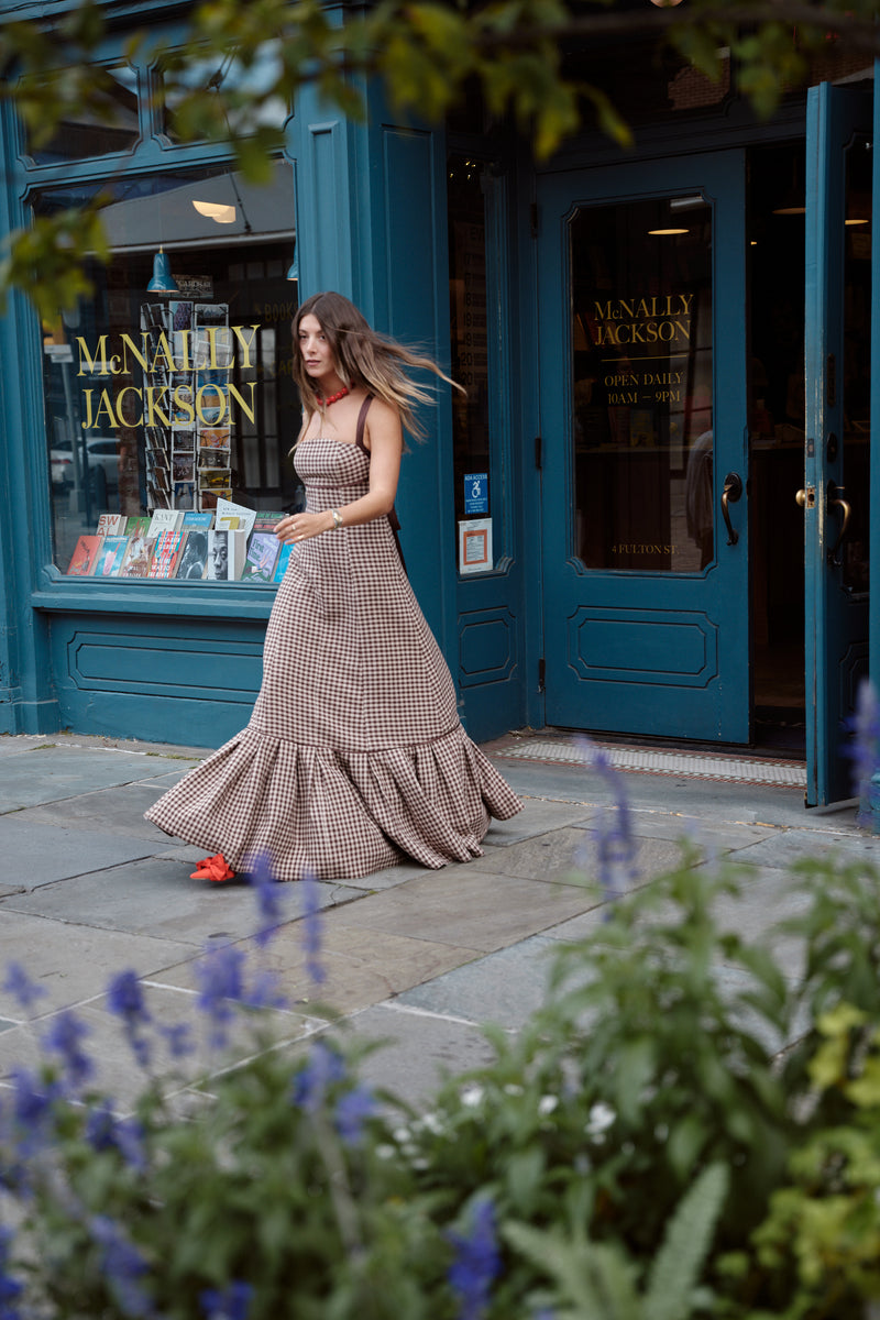 MARGARET GINGHAM TIE BACK GOWN