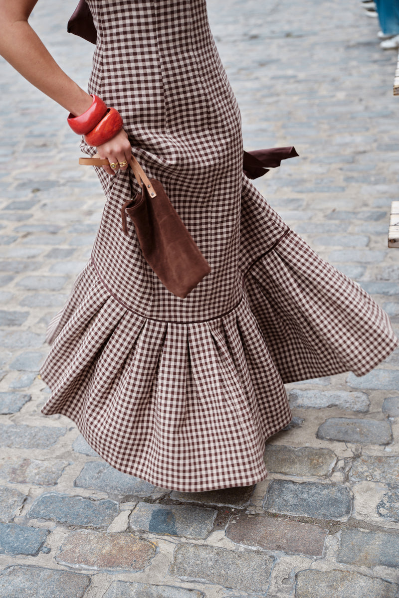 MARGARET GINGHAM TIE BACK GOWN