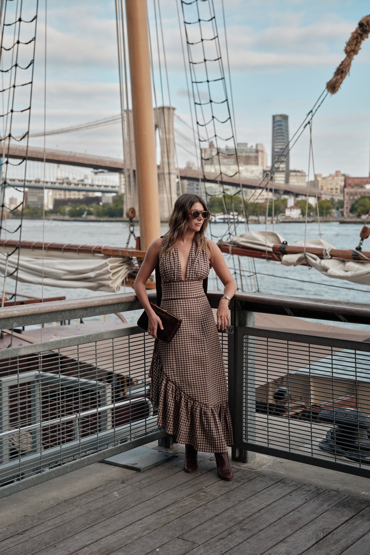 GWENDOLYN ASYMMETRICAL GINGHAM DRESS