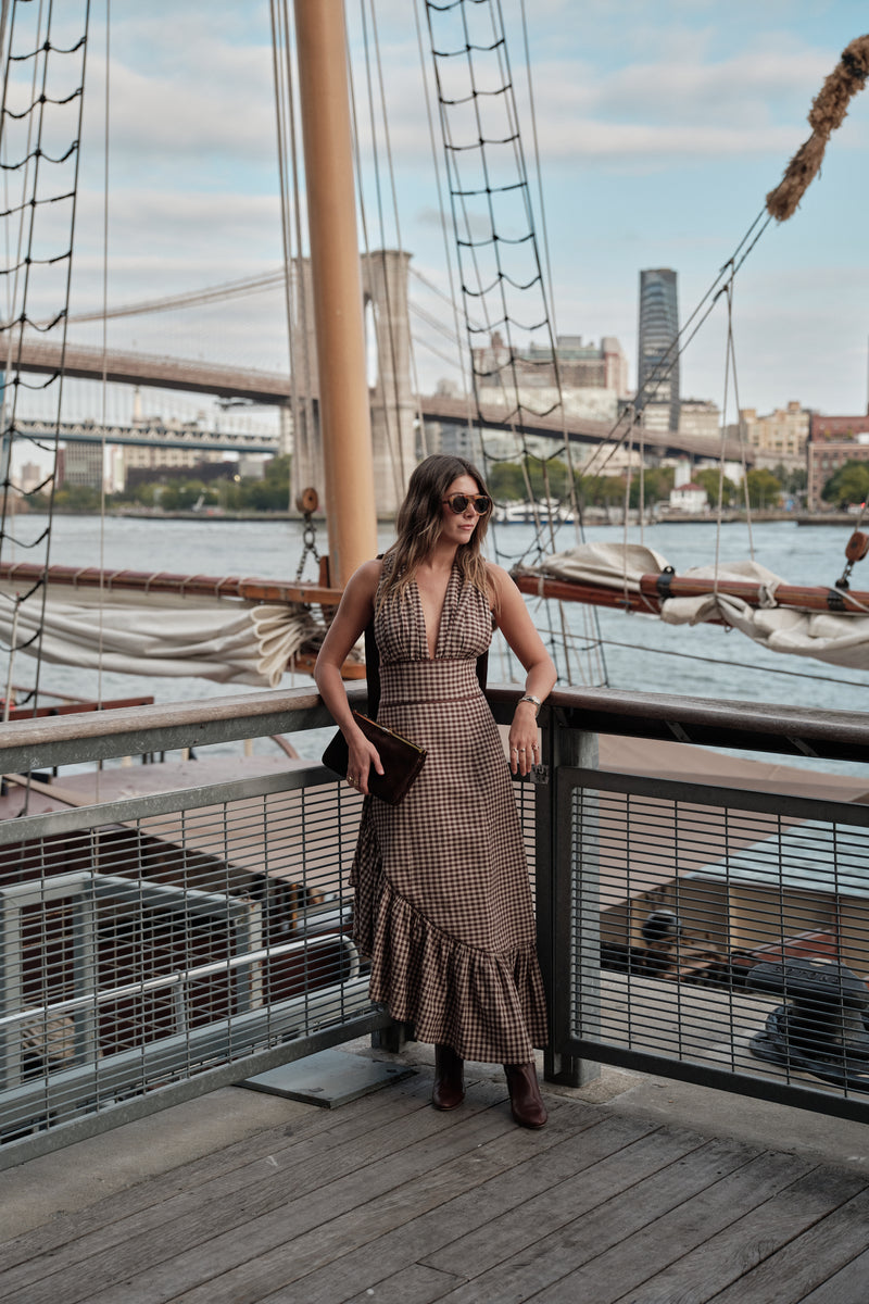 GWENDOLYN ASYMMETRICAL GINGHAM DRESS