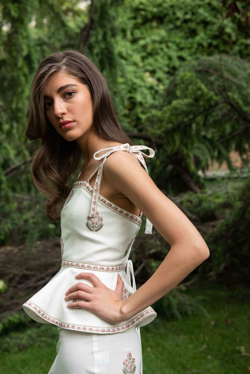Mina Top - Ivory & Pink