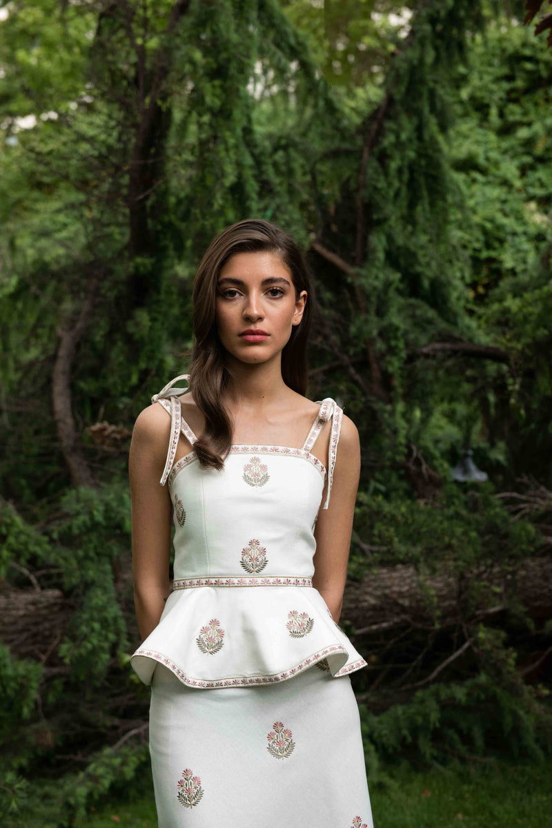Mina Top - Ivory & Pink