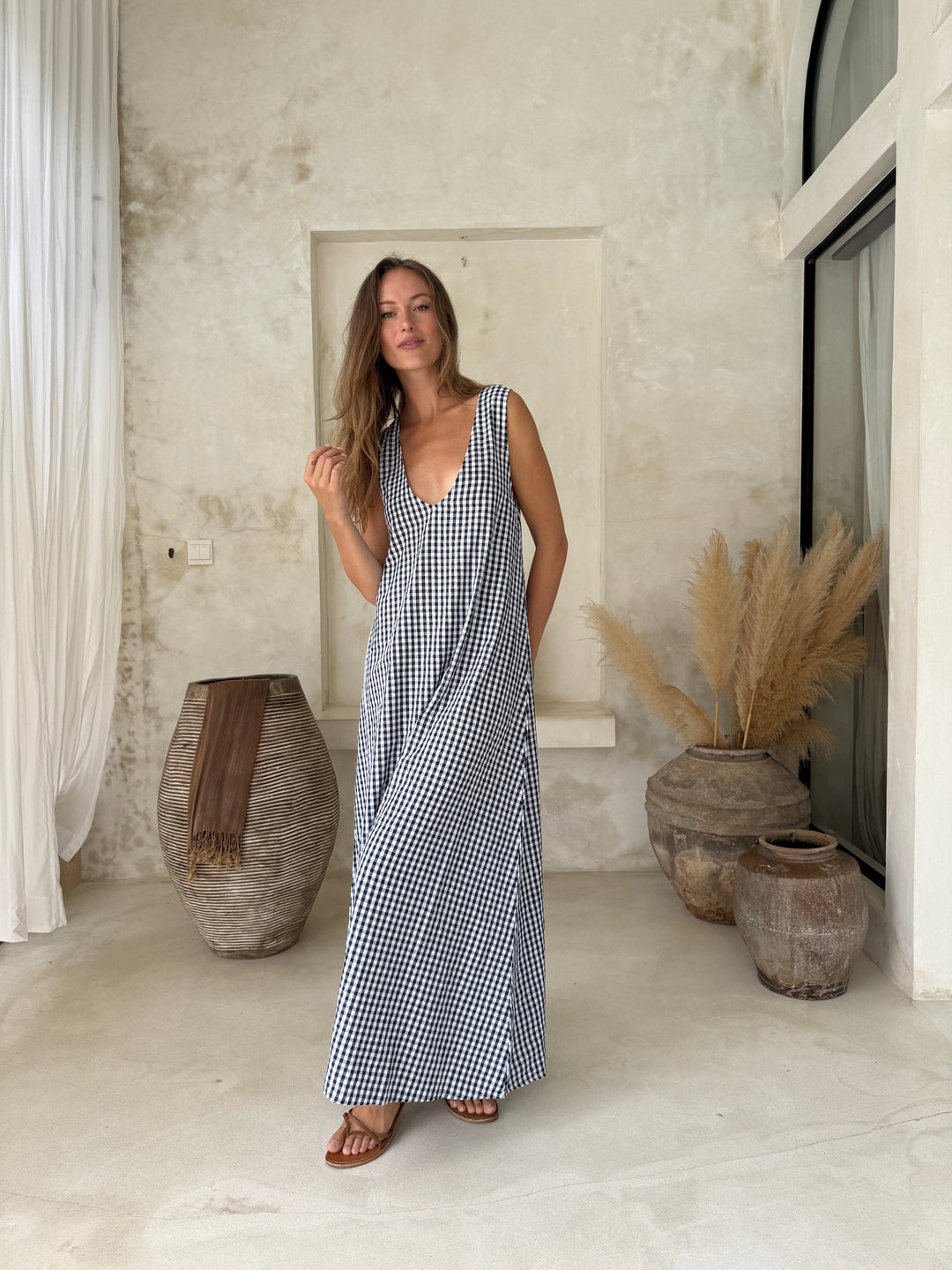 Gili Dress M/L / Navy Check