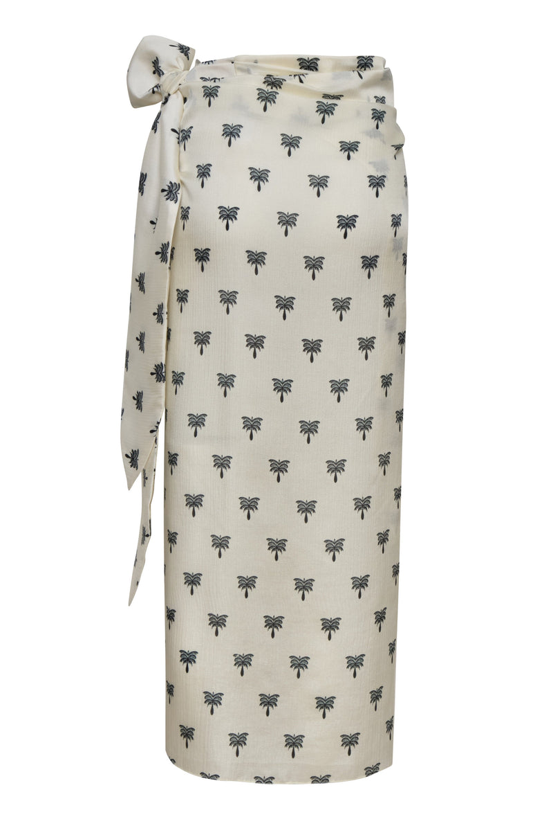 Mapara Martellato Silk Skirt / Ivory - Black  Polka Palms