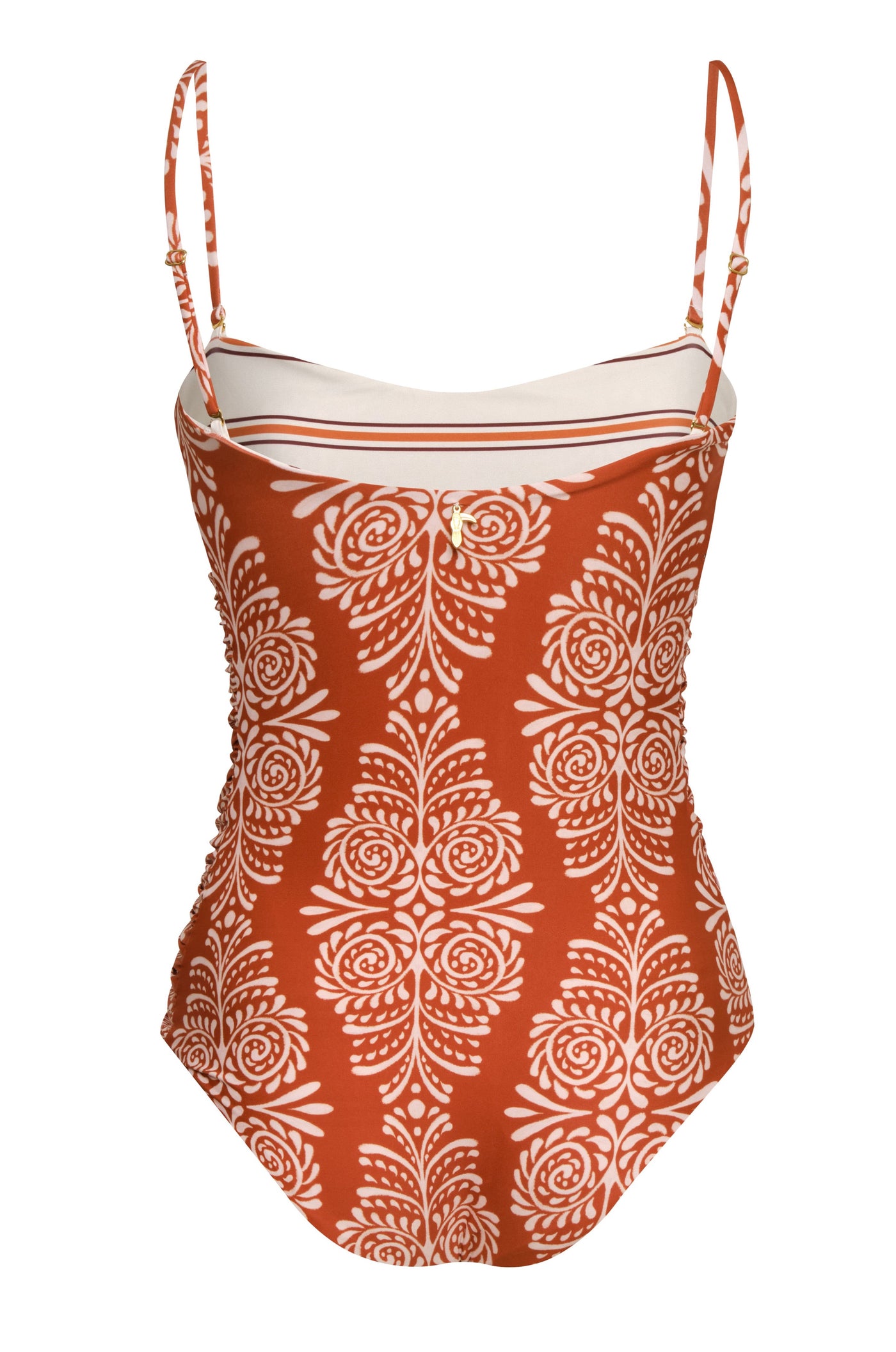 Las Balsas One Piece / Red Arabesque - Orange Stripes