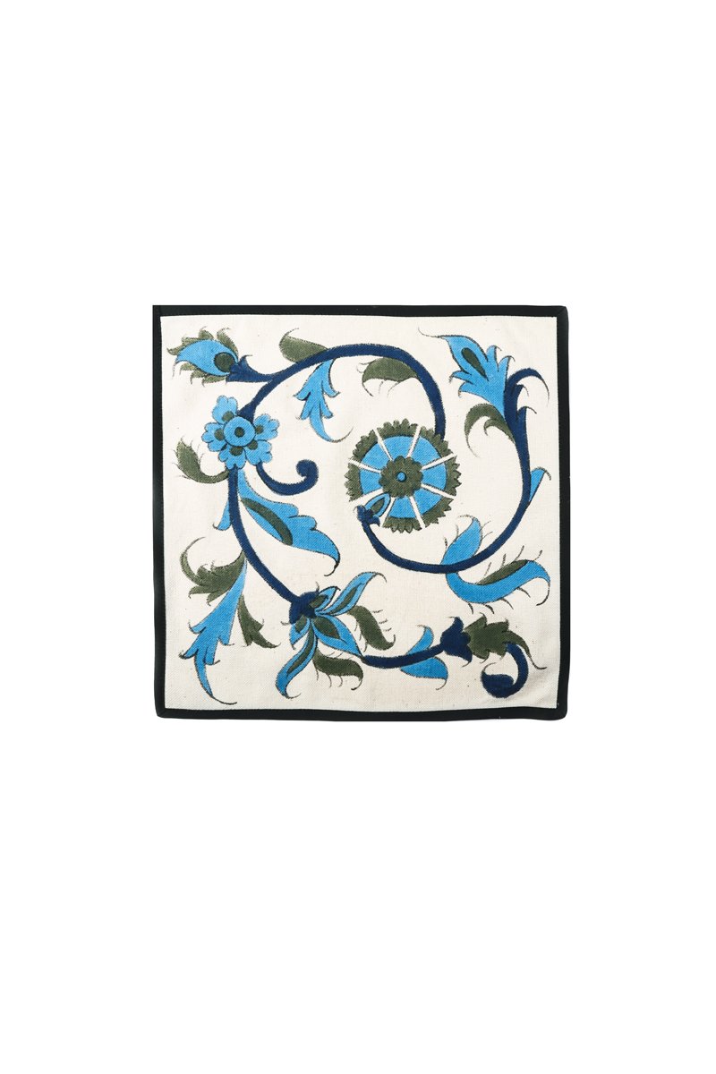 Hand-Painted Isfahan Napkins - Blue & Green