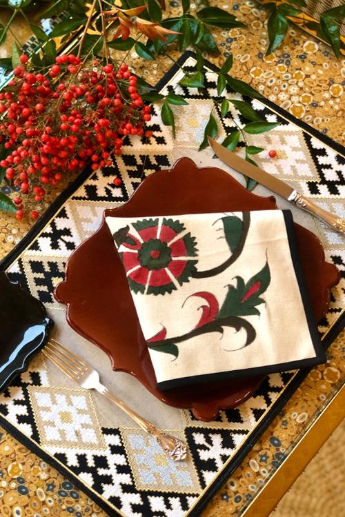 Hand-Painted Isfahan Napkin - Holiday Edition