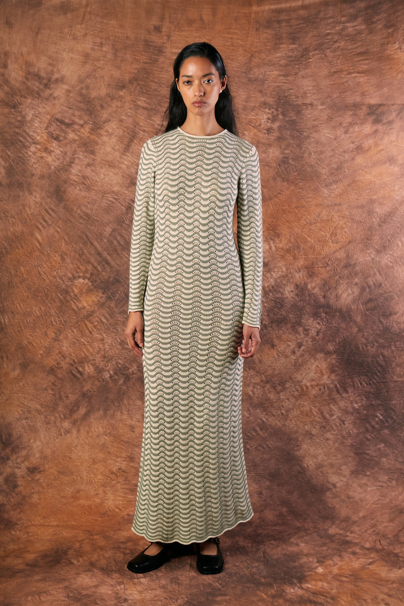 Arena Dress - Ivory & Green