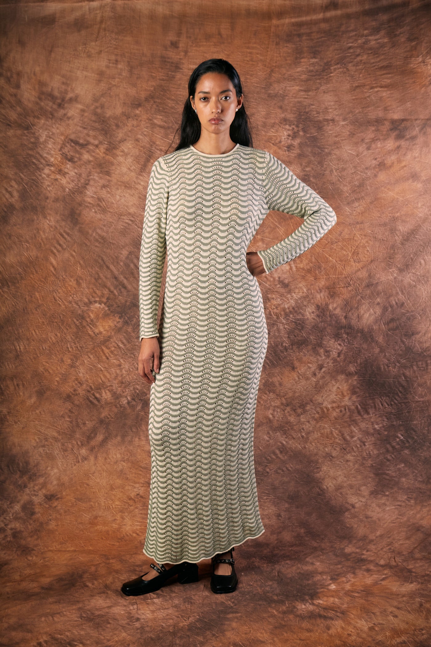 Arena Dress - Ivory & Green