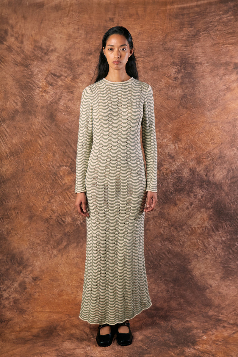 Arena Dress - Ivory & Green