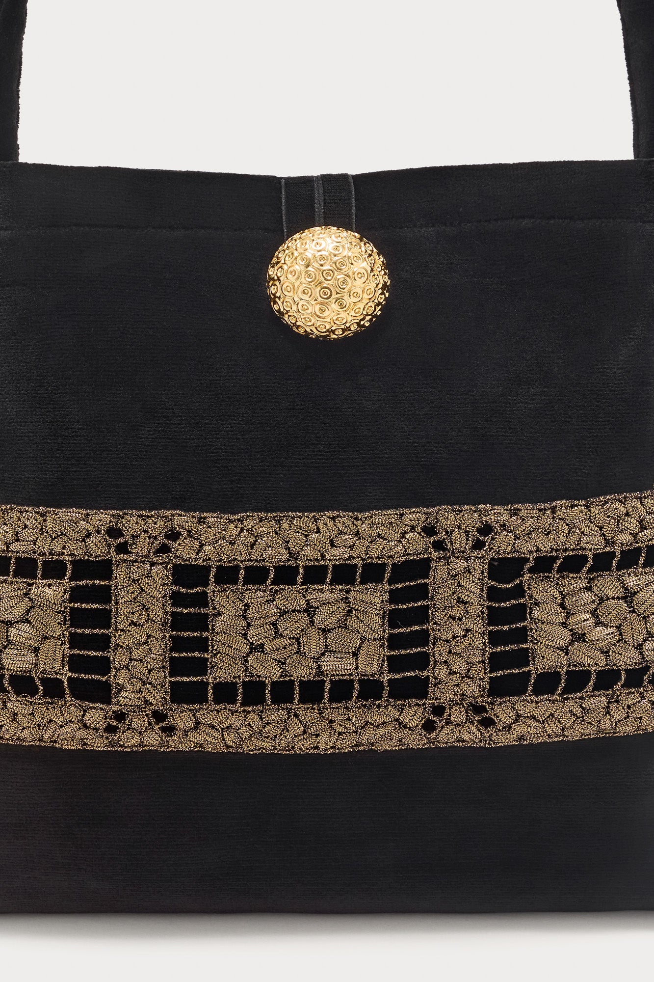 Black Velvet Bag With Embroidered Detailing