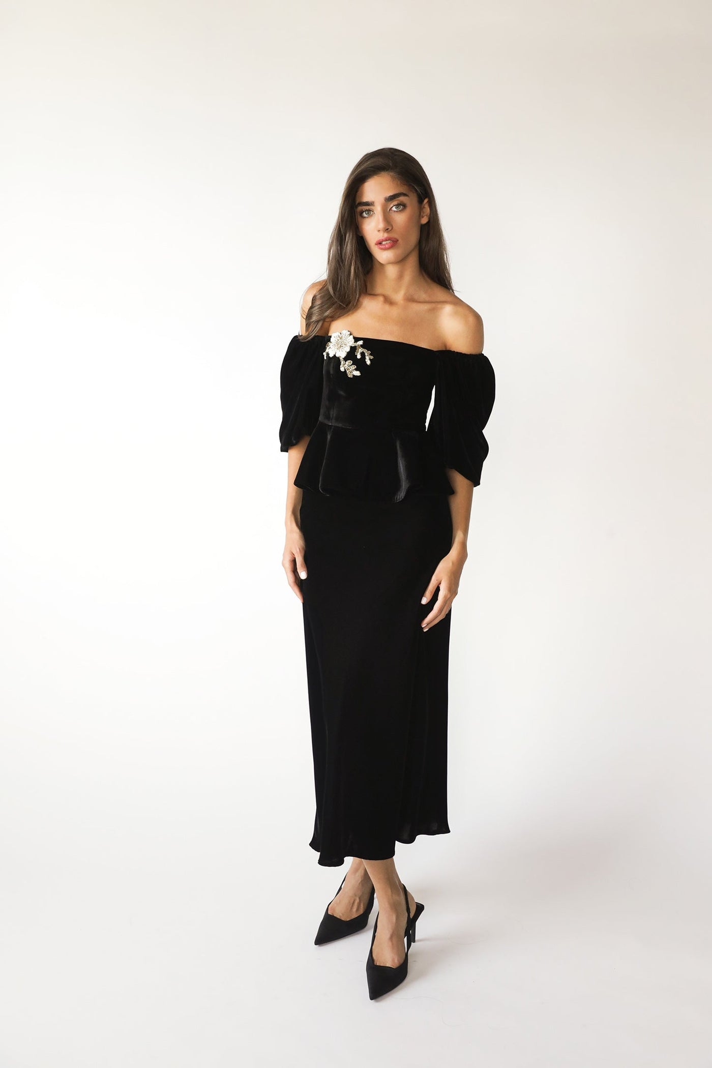 Celeste Peplum Top - Black