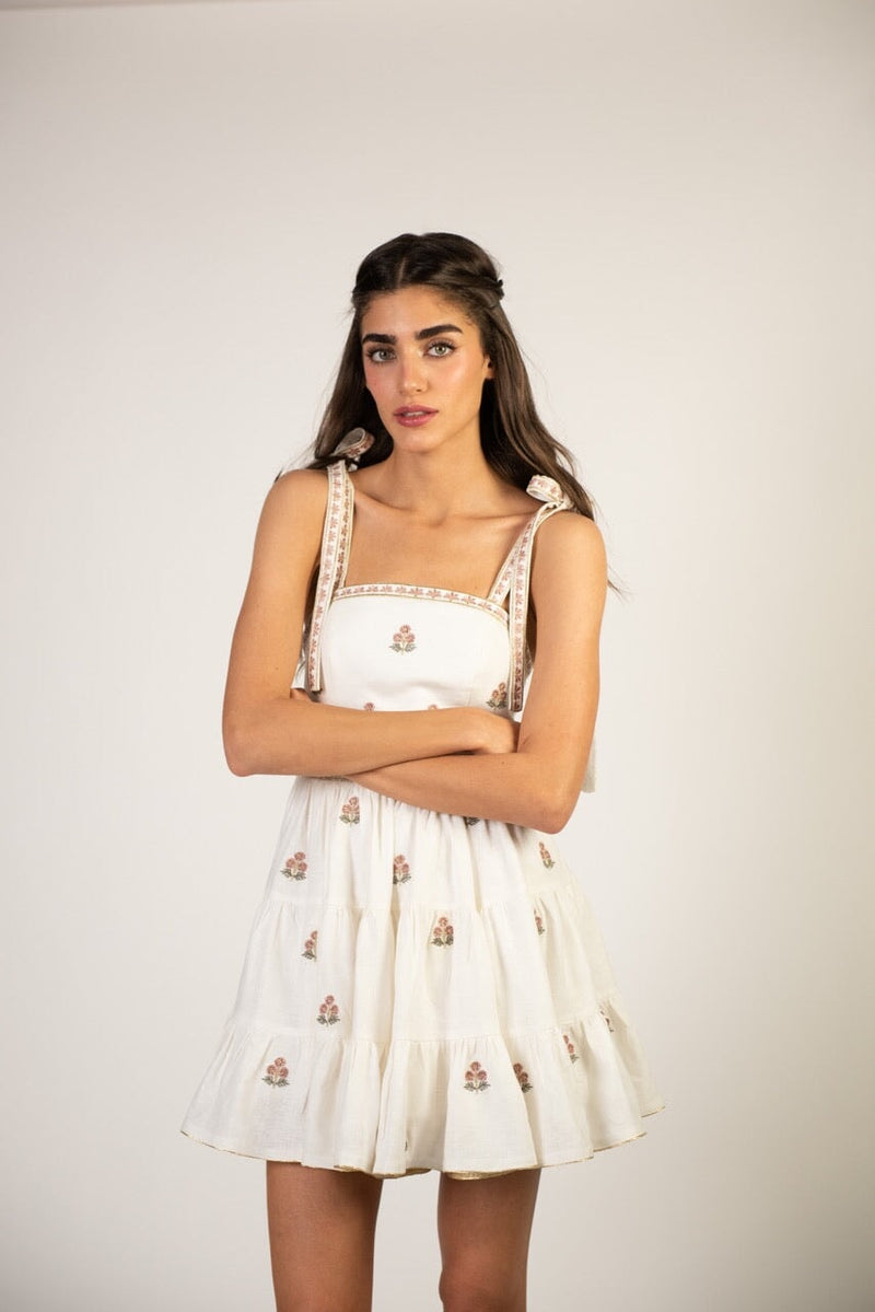 Naz Mini Dress - White & Pink