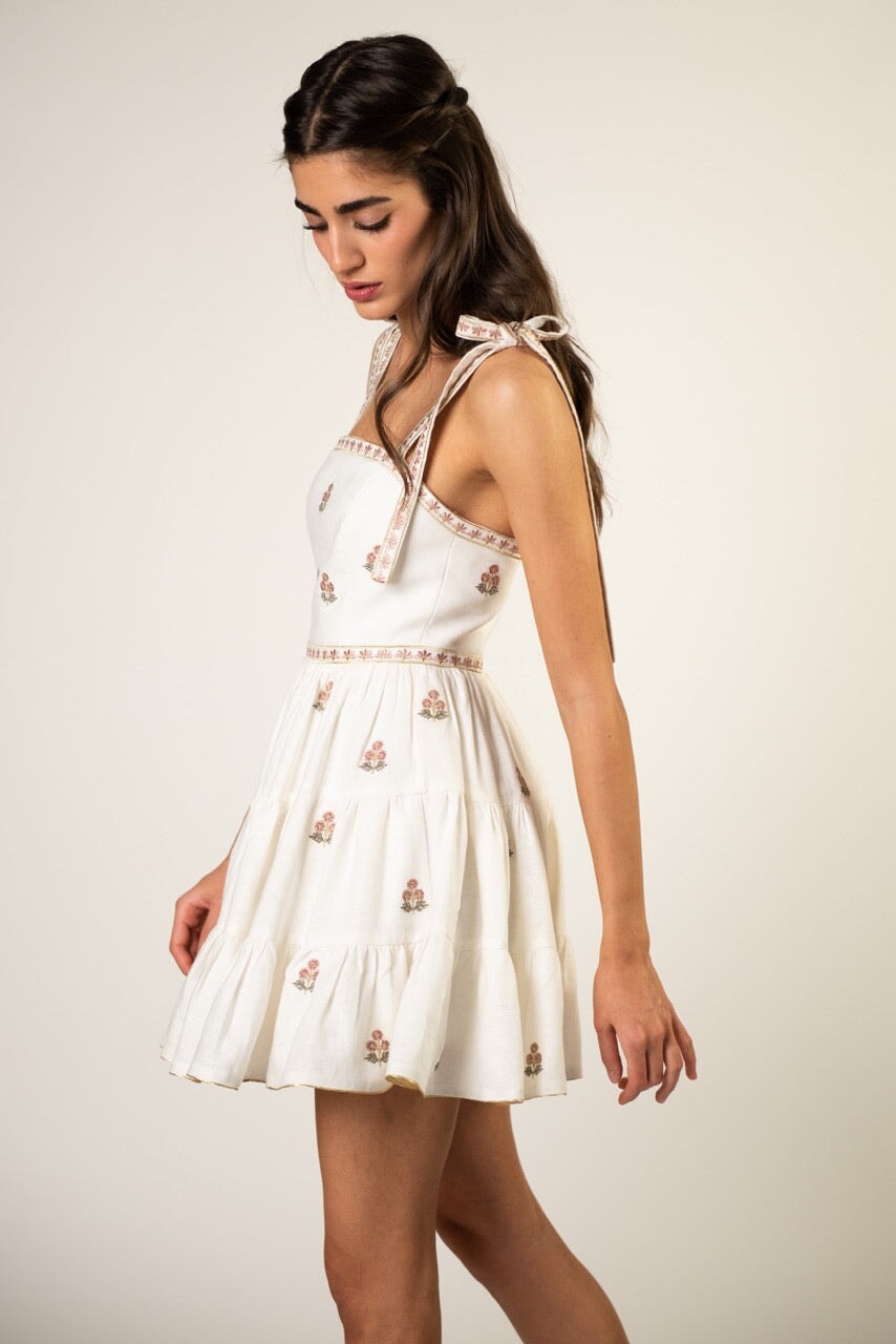Naz Mini Dress - White & Pink