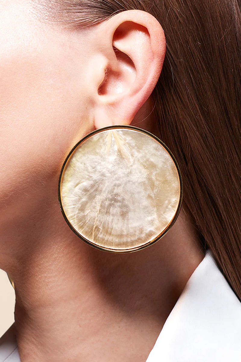 Bezel Set Shell Earring