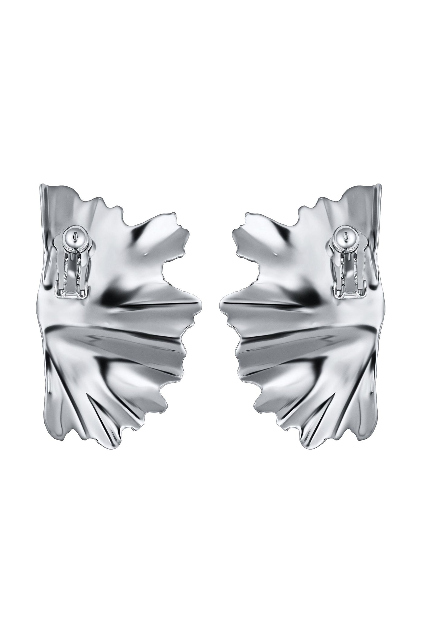 Ginkgo Leaf Earring - Rhodium Coloway (Silver-Tone)