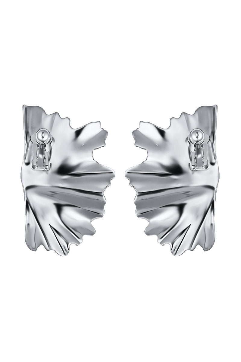 Ginkgo Leaf Earring - Rhodium Coloway (Silver-Tone)