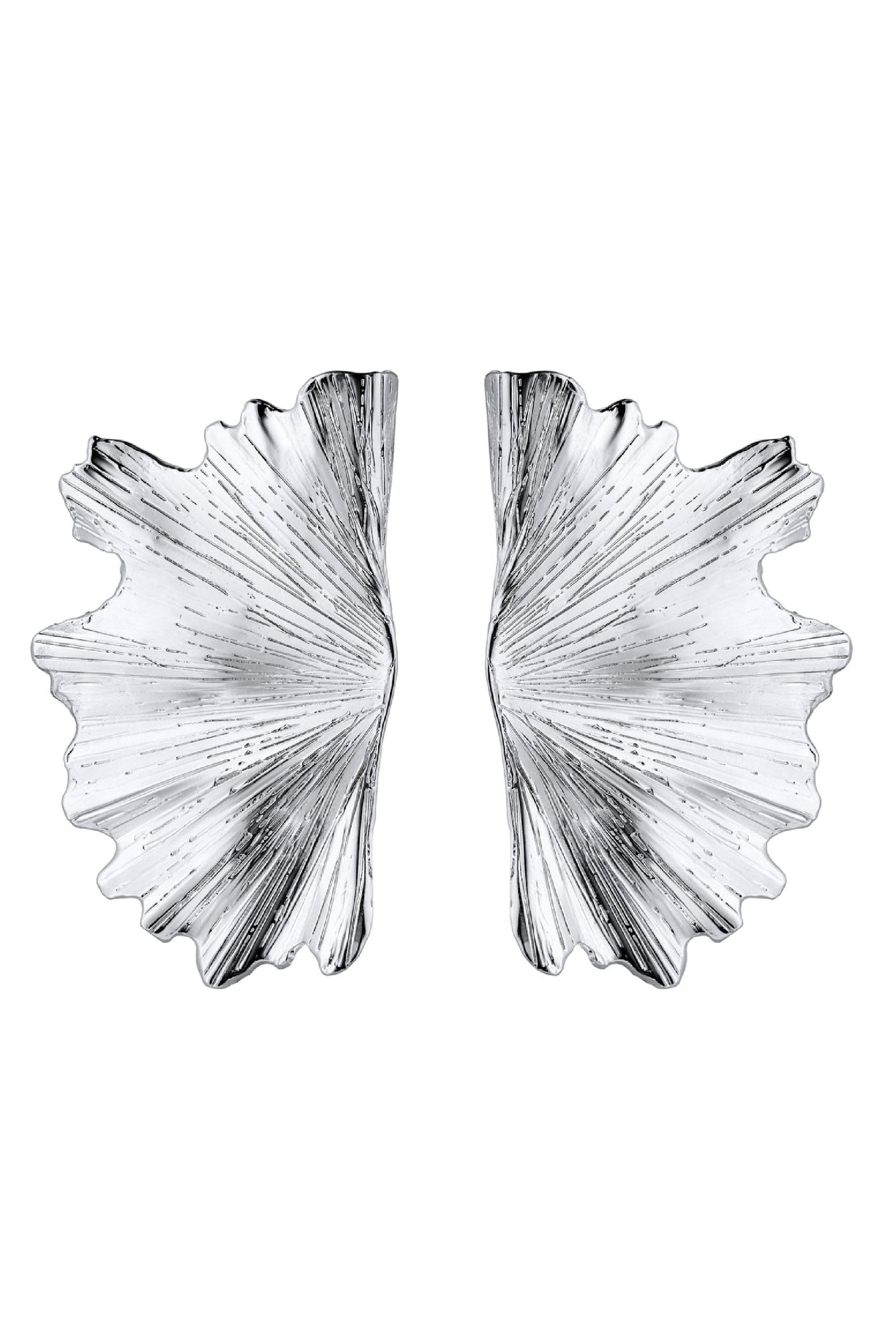 Ginkgo Leaf Earring - Rhodium Coloway (Silver-Tone)