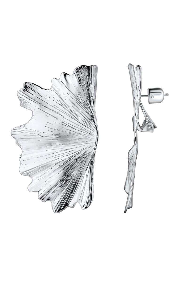 Ginkgo Leaf Earring - Rhodium Coloway (Silver-Tone)