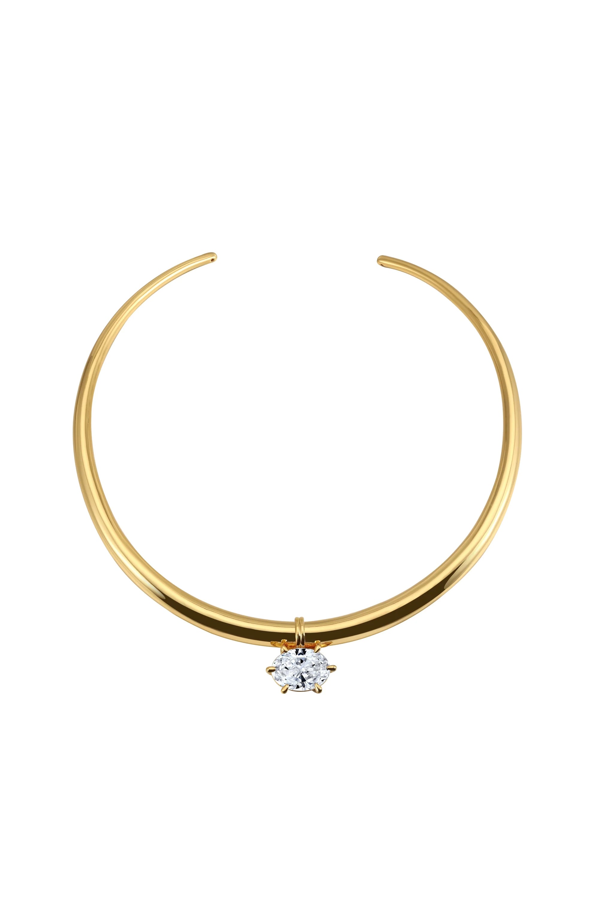 Solis Necklace | Sculptural Gold Collar With Crystal Drop - PRE-ORDER