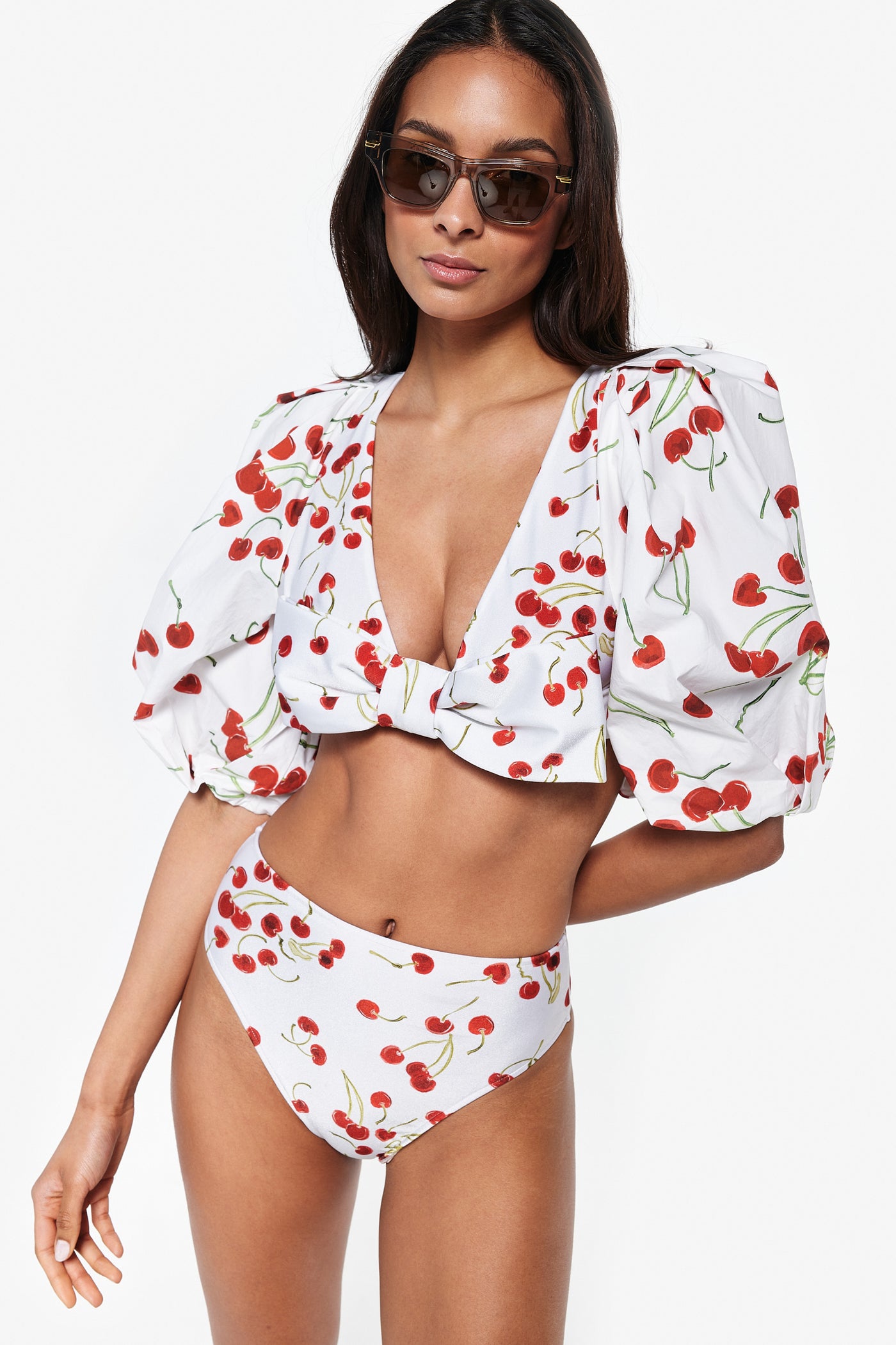 Cherry Bomb Puff-Sleeved Bikini