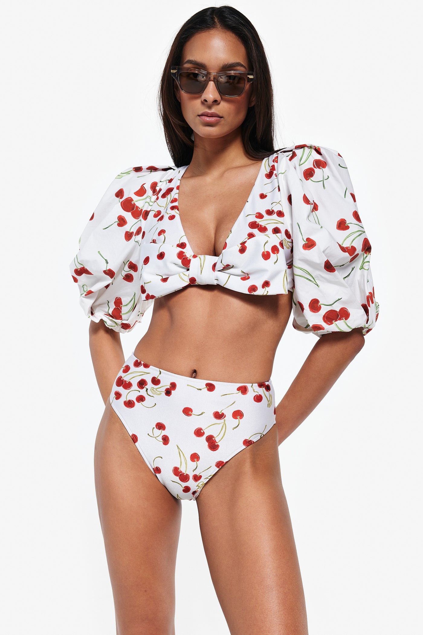 Cherry Bomb Puff-Sleeved Bikini