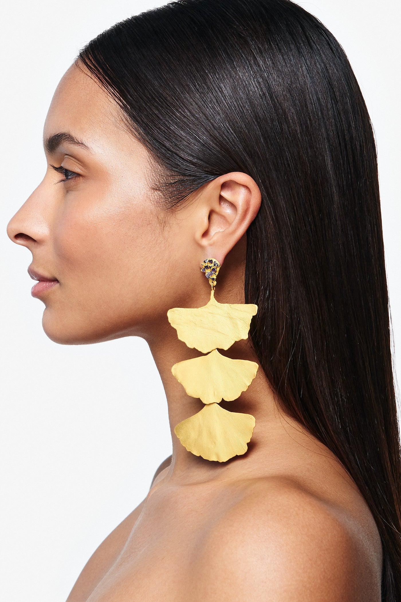Triple Ginkgo Earrings