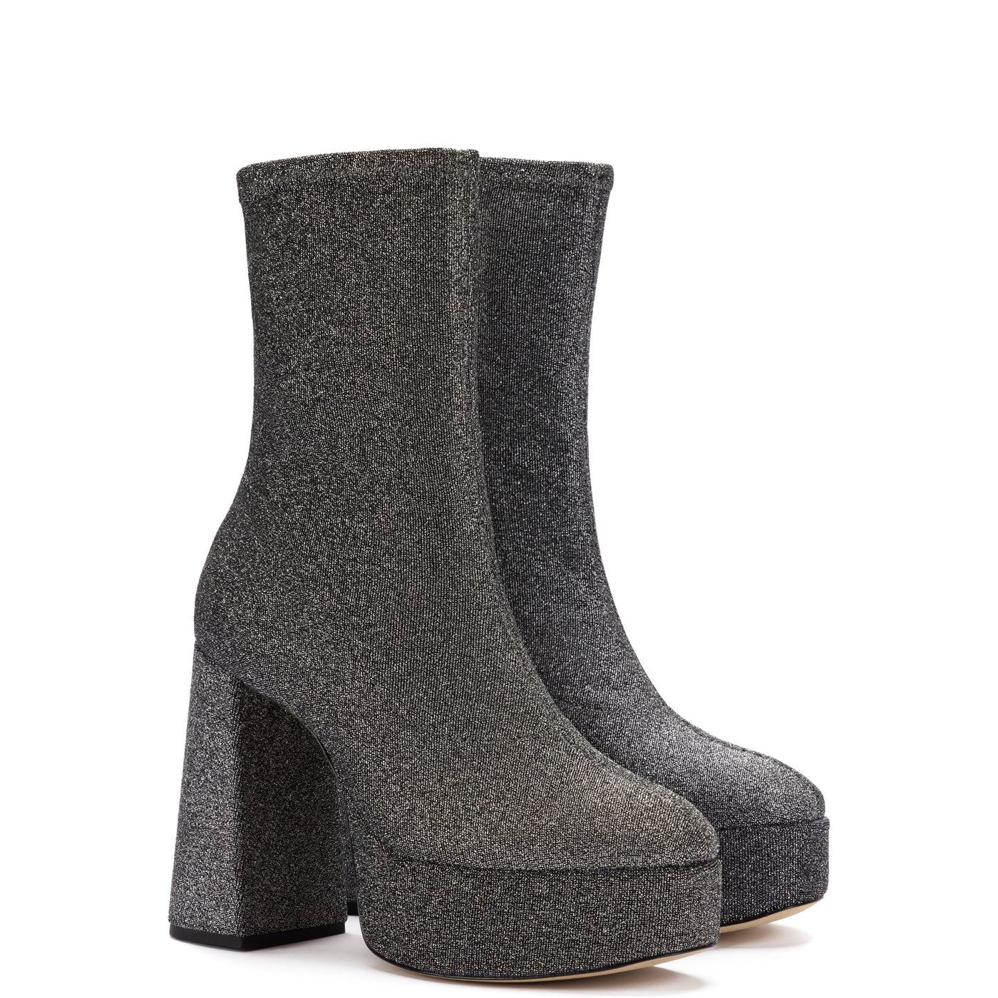 Dolly Stretch Boot In Silver Lurex