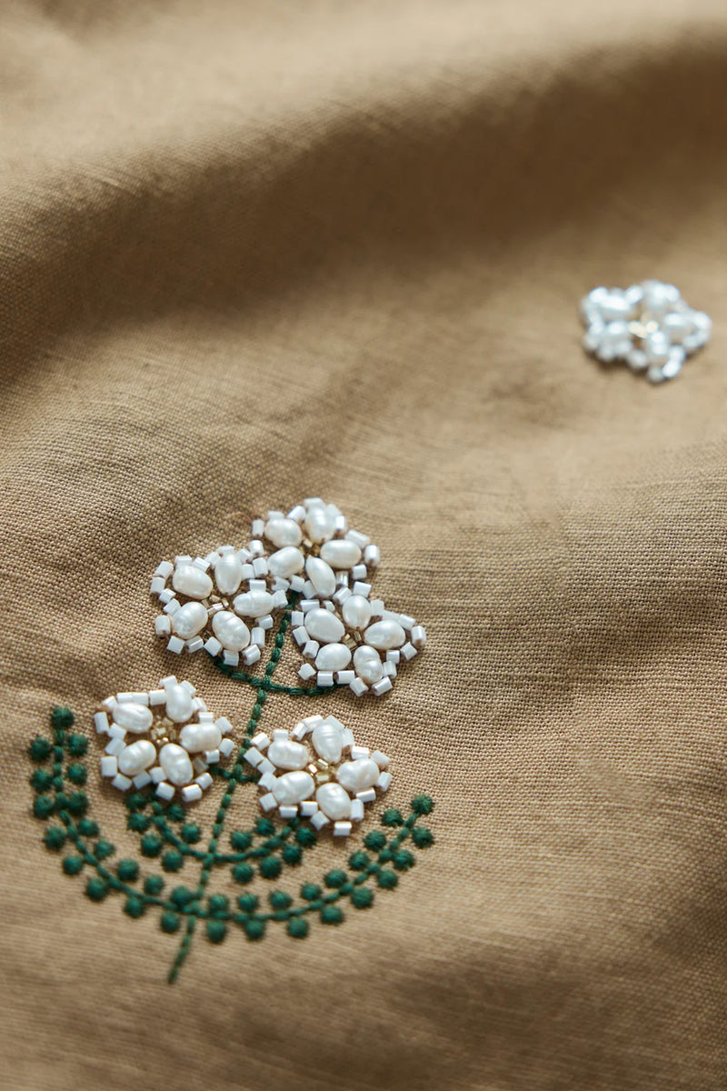 Meadow Beaded Fringe Midi Dress With Pearls
